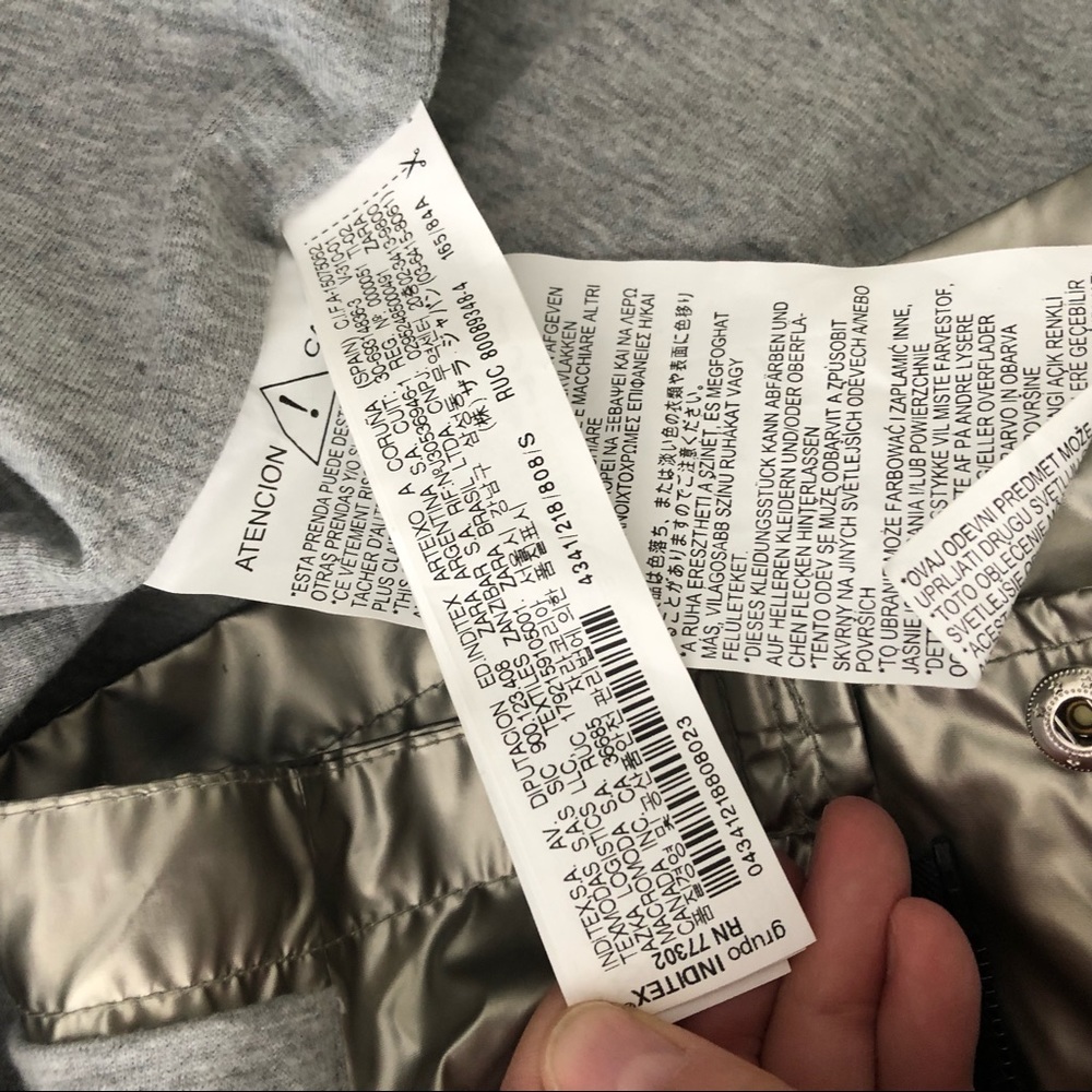 Zara Metallic Silver Hooded Raincoat - Picture 3 of 12